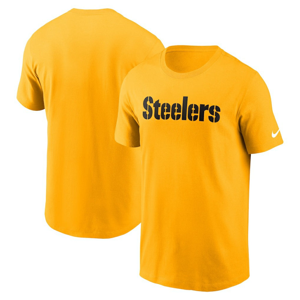 Pittsburgh Steelers Primetime Wordmark Essential T-Shirt Gold | Nike for Sale