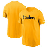 Pittsburgh Steelers Primetime Wordmark Essential T-Shirt Gold | Nike for Sale