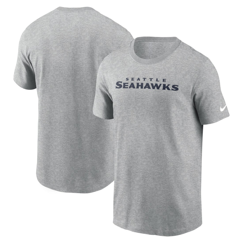 Seattle Seahawks Primetime Wordmark Essential T-Shirt Heather Gray | Nike for Sale