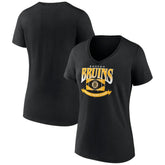 Boston Bruins Women's Slapshot V-Neck T-Shirt - Black - NHL