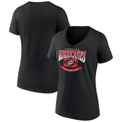 Carolina Hurricanes Women's Slapshot V-Neck T-Shirt - Black - NHL