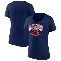 Columbus Blue Jackets Women's Slapshot V-Neck T-Shirt - Navy - NHL
