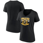 Pittsburgh Penguins Women's Slapshot V-Neck T-Shirt - Black - NHL