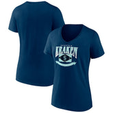 Seattle Kraken Women's Slapshot V-Neck T-Shirt - Deep Sea Blue - NHL