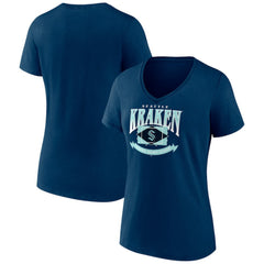 Seattle Kraken Women's Slapshot V-Neck T-Shirt - Deep Sea Blue - NHL