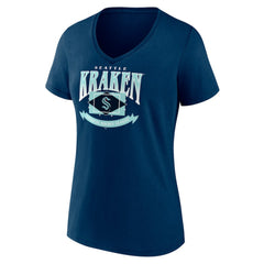 Seattle Kraken Women's Slapshot V-Neck T-Shirt - Deep Sea Blue - NHL