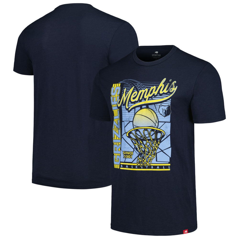 Memphis Grizzlies Sportiqe Unisex Swish Super-Soft Comfy Tri-Blend T-Shirt Navy - NBA