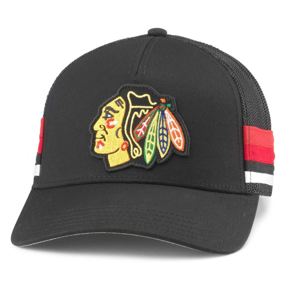 Chicago Blackhawks American Needle HotFoot Stripes Trucker Adjustable Hat - Black - NHL