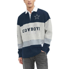 Dallas Cowboys Tommy Hilfiger Connor Oversized Rugby Long Sleeve Polo Heather Gray/Navy | NFL