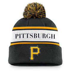 Pittsburgh Pirates Nike Team Stripe Peak Cuffed Knit Hat with Pom - MLB