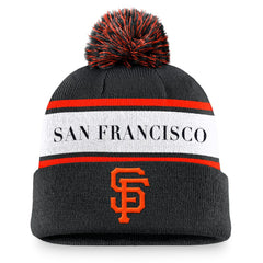 San Francisco Giants Nike Team Stripe Peak Cuffed Knit Hat with Pom - MLB