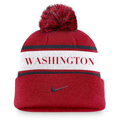 Washington Nationals Nike Team Stripe Peak Cuffed Knit Hat with Pom - MLB