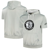 Brooklyn Nets Short Sleeve Pullover Hoodie Silver/White - NBA