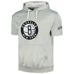 Brooklyn Nets Short Sleeve Pullover Hoodie Silver/White - NBA