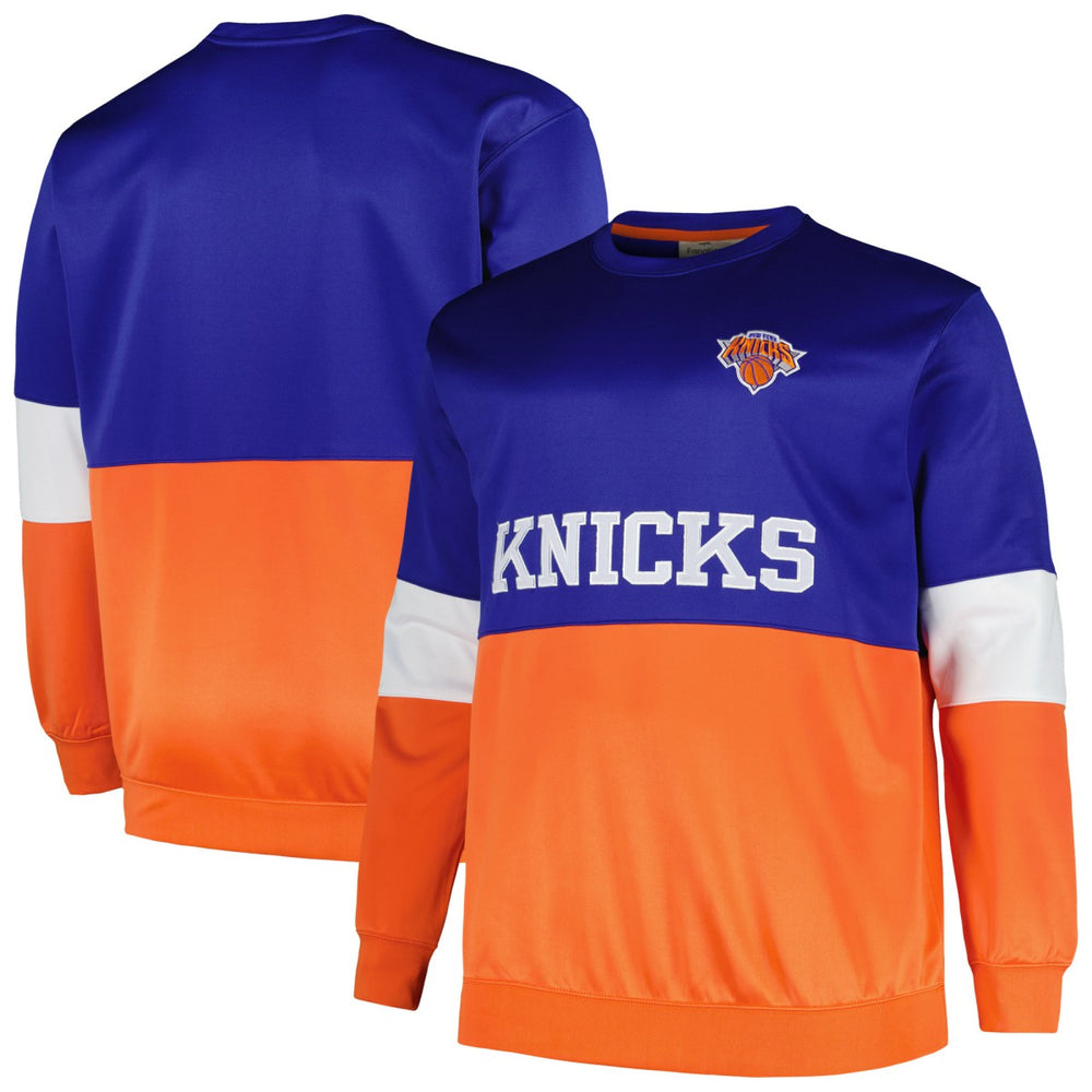 New York Knicks Big & Tall Split Pullover Sweatshirt Blue/Orange - NBA