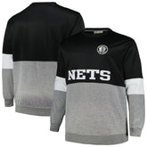Brooklyn Nets Big & Tall Split Pullover Sweatshirt Black/Heather Gray - NBA