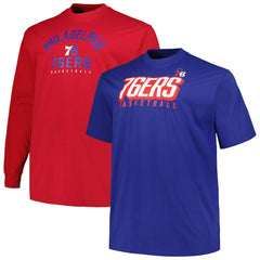 Philadelphia 76ers Big & Tall Short Sleeve & Long Sleeve T-Shirt Set Royal/Red - NBA