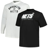 Brooklyn Nets Big & Tall Short Sleeve & Long Sleeve T-Shirt Set Black/White - NBA