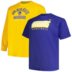 Golden State Warriors Big & Tall Short Sleeve & Long Sleeve T-Shirt Set Royal/Gold - NBA