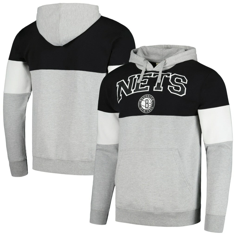 Brooklyn Nets Contrast Pieced Pullover Hoodie Black - NBA