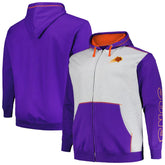 Phoenix Suns Big & Tall Contrast Pieced Stitched Full-Zip Hoodie Purple/Heather Gray - NBA
