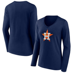 Houston Astros Fanatics Women's Official Logo V-Neck Long Sleeve T-Shirt - MLB
