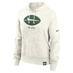 New York Jets Women's Gym Vintage Logo Pullover Hoodie Cream | Nike for Sale