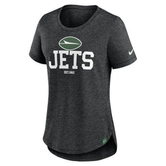 New York Jets Women's Fashion Tri-Blend T-Shirt Heather Black | Nike for Sale