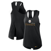 Pittsburgh Steelers Women's Open-Back Crisscross Dri-FIT Tank Top Black | Nike for Sale