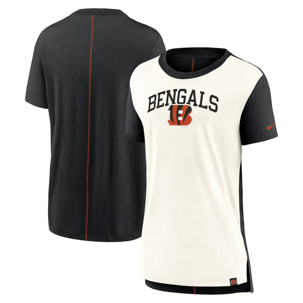 Cincinnati Bengals Women's Wordmark Tri-Blend T-Shirt Cream/Black | Nike for Sale