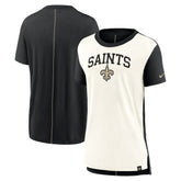 New Orleans Saints Women's Wordmark Tri-Blend T-Shirt Cream/Black | Nike for Sale