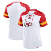 Kansas City Chiefs Women's Foiled Primary Lace-Up T-Shirt White/Red | Fanatics