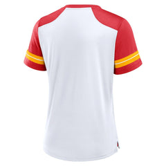 Kansas City Chiefs Women's Foiled Primary Lace-Up T-Shirt White/Red | Fanatics