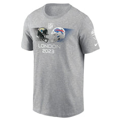 Jacksonville Jaguars vs. Buffalo Bills 2023 London Game T-Shirt Heather Charcoal | Nike for Sale