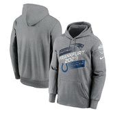 New England Patriots vs. Indianapolis Colts 2023 Frankfurt Game Pullover Hoodie Heather Charcoal | Nike for Sale