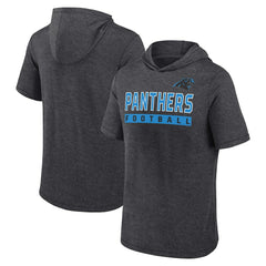 Carolina Panthers Push Short Sleeve Pullover Hoodie Heather Charcoal | Fanatics
