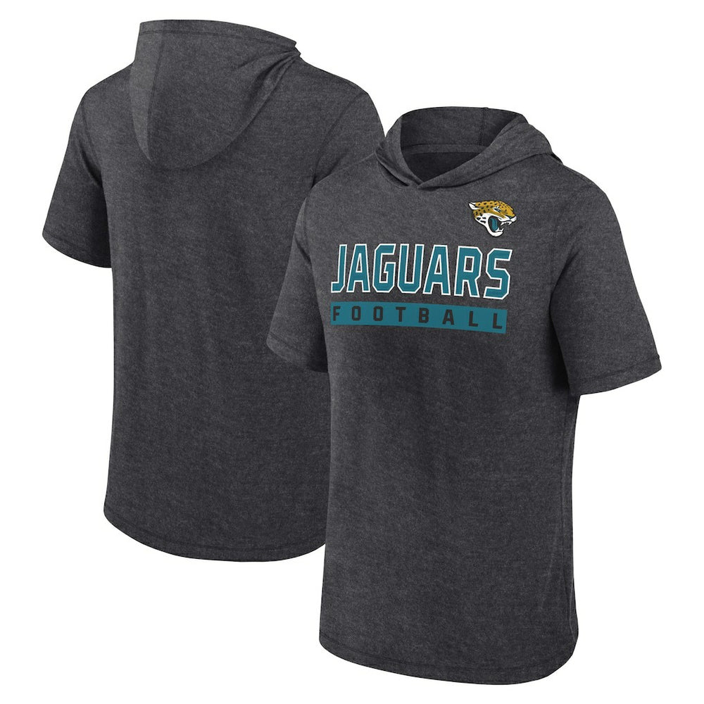 Jacksonville Jaguars Push Short Sleeve Pullover Hoodie Heather Charcoal | Fanatics