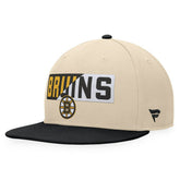 Boston Bruins Fanatics Goalaso Snapback Hat - Cream/Black - NHL
