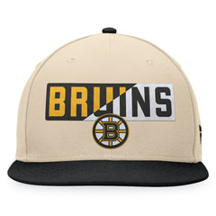 Boston Bruins Fanatics Goalaso Snapback Hat - Cream/Black - NHL