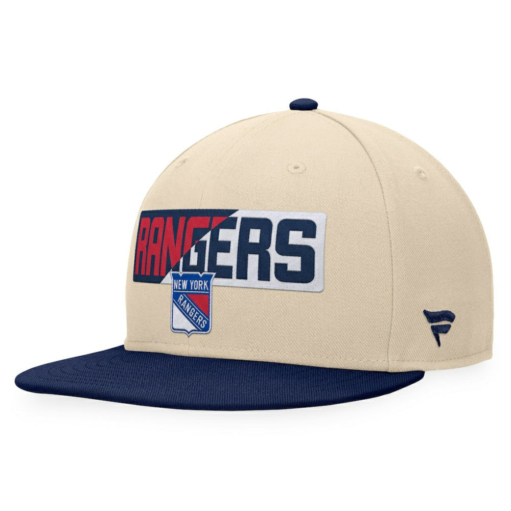 New York Rangers Fanatics Goalaso Snapback Hat - Cream/Navy - NHL