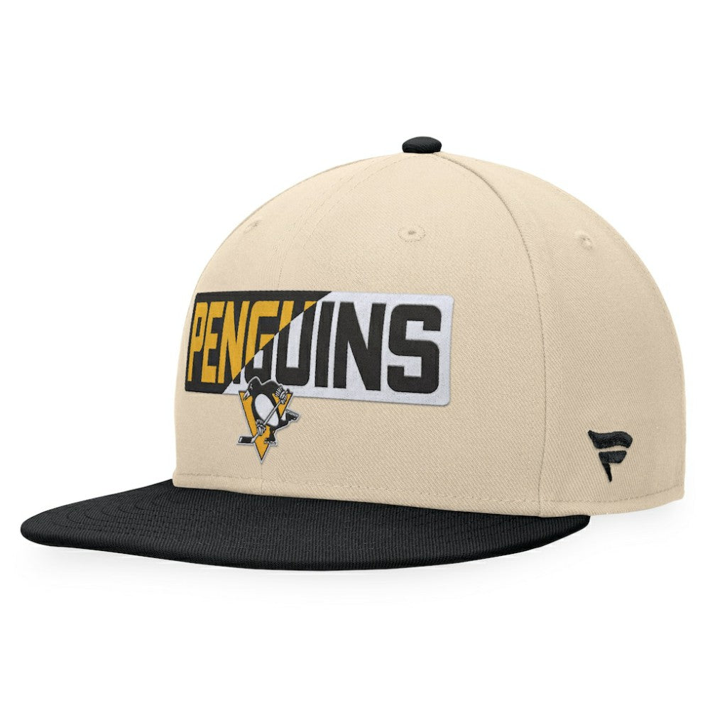 Pittsburgh Penguins Fanatics Goalaso Snapback Hat - Cream/Black - NHL