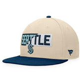 Seattle Kraken Fanatics Goalaso Snapback Hat - Cream/Deep Sea Blue - NHL
