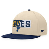 St. Louis Blues Fanatics Goalaso Snapback Hat - Cream/Navy - NHL
