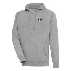 Carolina Hurricanes Antigua Metallic Logo Victory Pullover Hoodie - Heather Gray - NHL