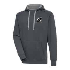 New Jersey Devils Antigua Metallic Logo Victory Pullover Hoodie - Charcoal - NHL