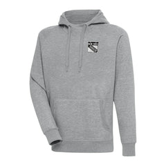 New York Rangers Antigua Metallic Logo Victory Pullover Hoodie - Heather Gray - NHL