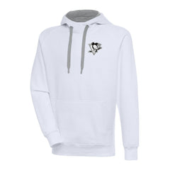 Pittsburgh Penguins Antigua Metallic Logo Victory Pullover Hoodie - White - NHL
