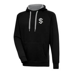 Seattle Kraken Antigua Metallic Logo Victory Pullover Hoodie - Black - NHL