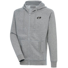 Carolina Hurricanes Antigua Metallic Logo Victory Full-Zip Hoodie - Heather Gray - NHL