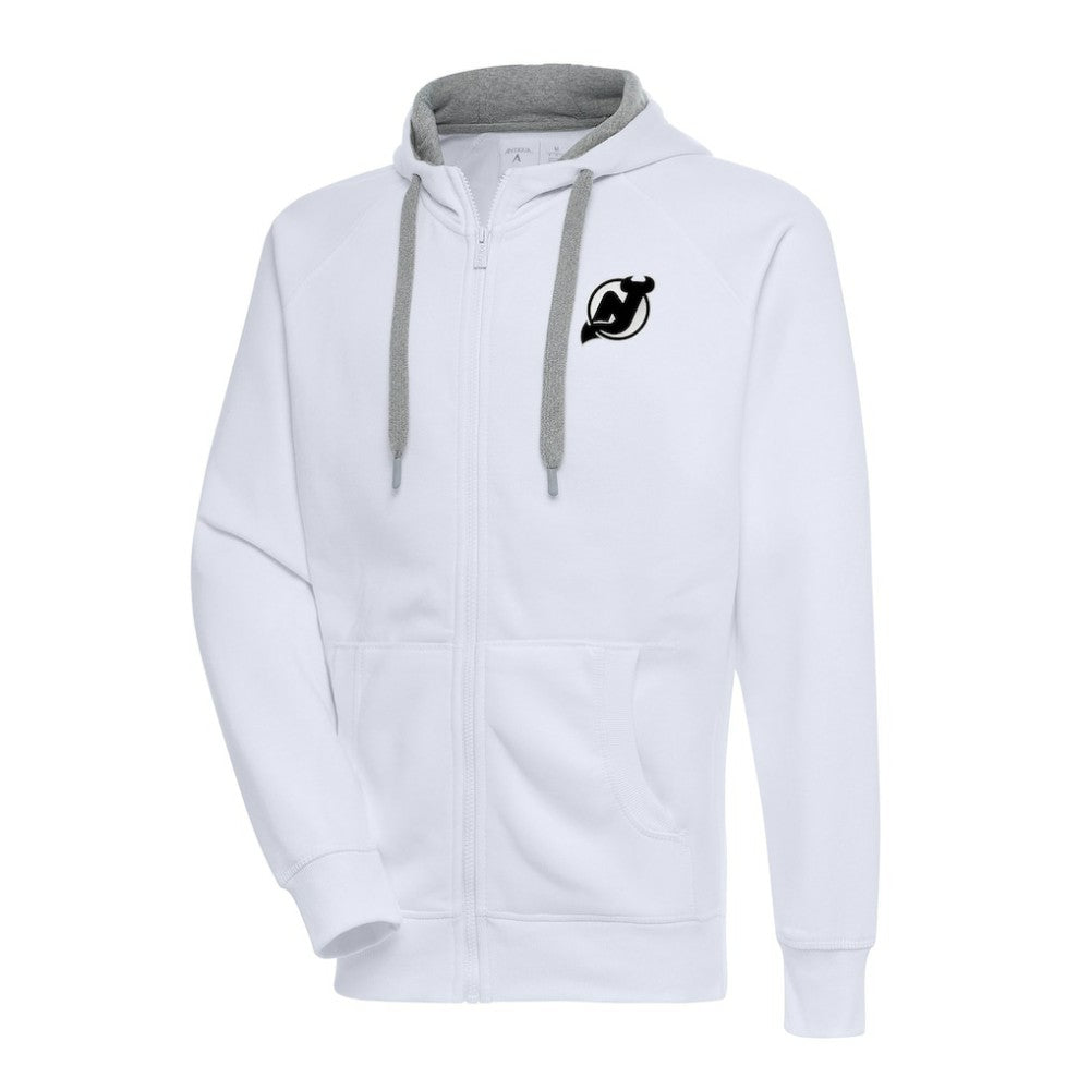 New Jersey Devils Antigua Metallic Logo Victory Full-Zip Hoodie - White - NHL